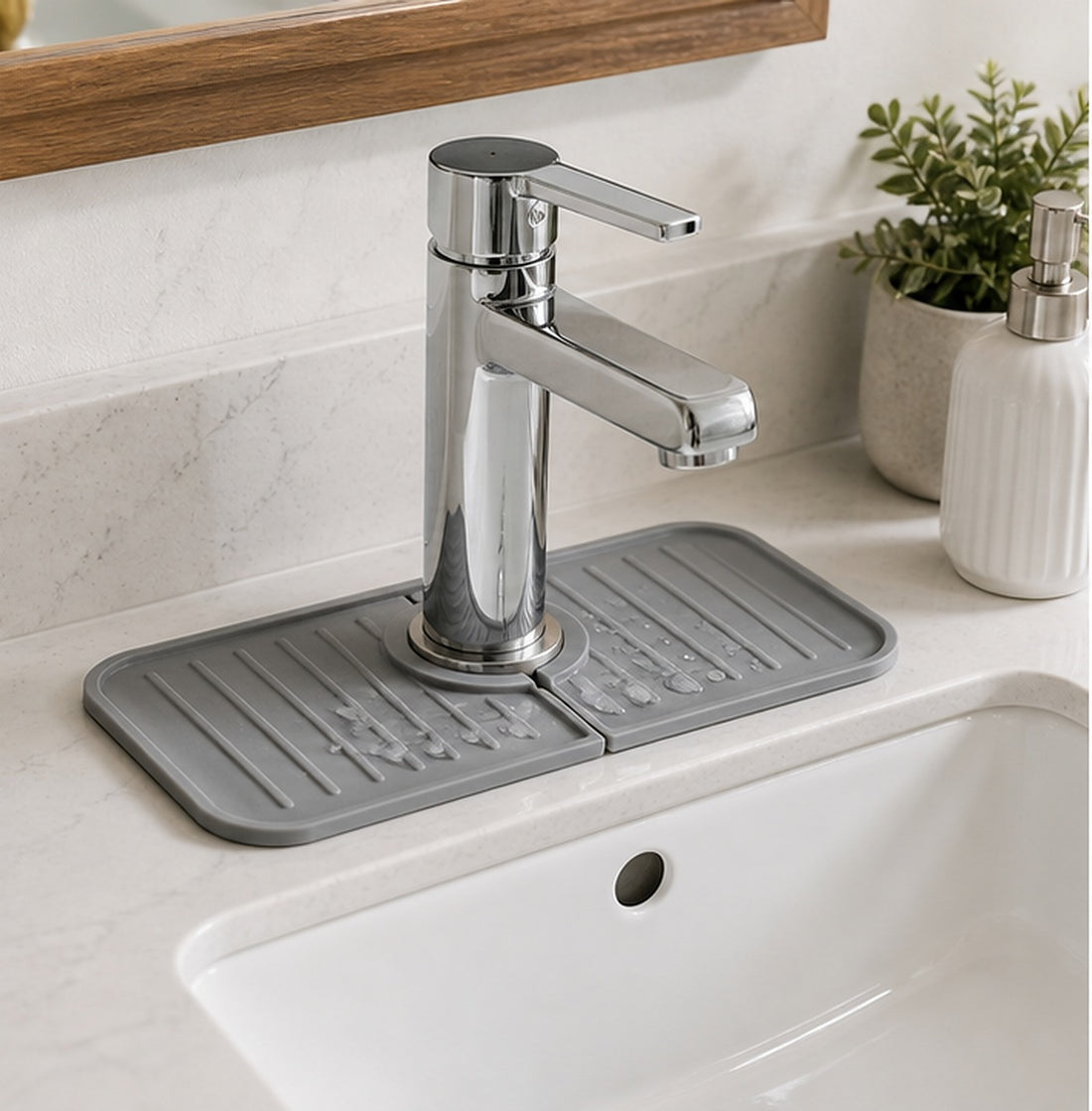 Gray Silicone Faucet Drip Mat