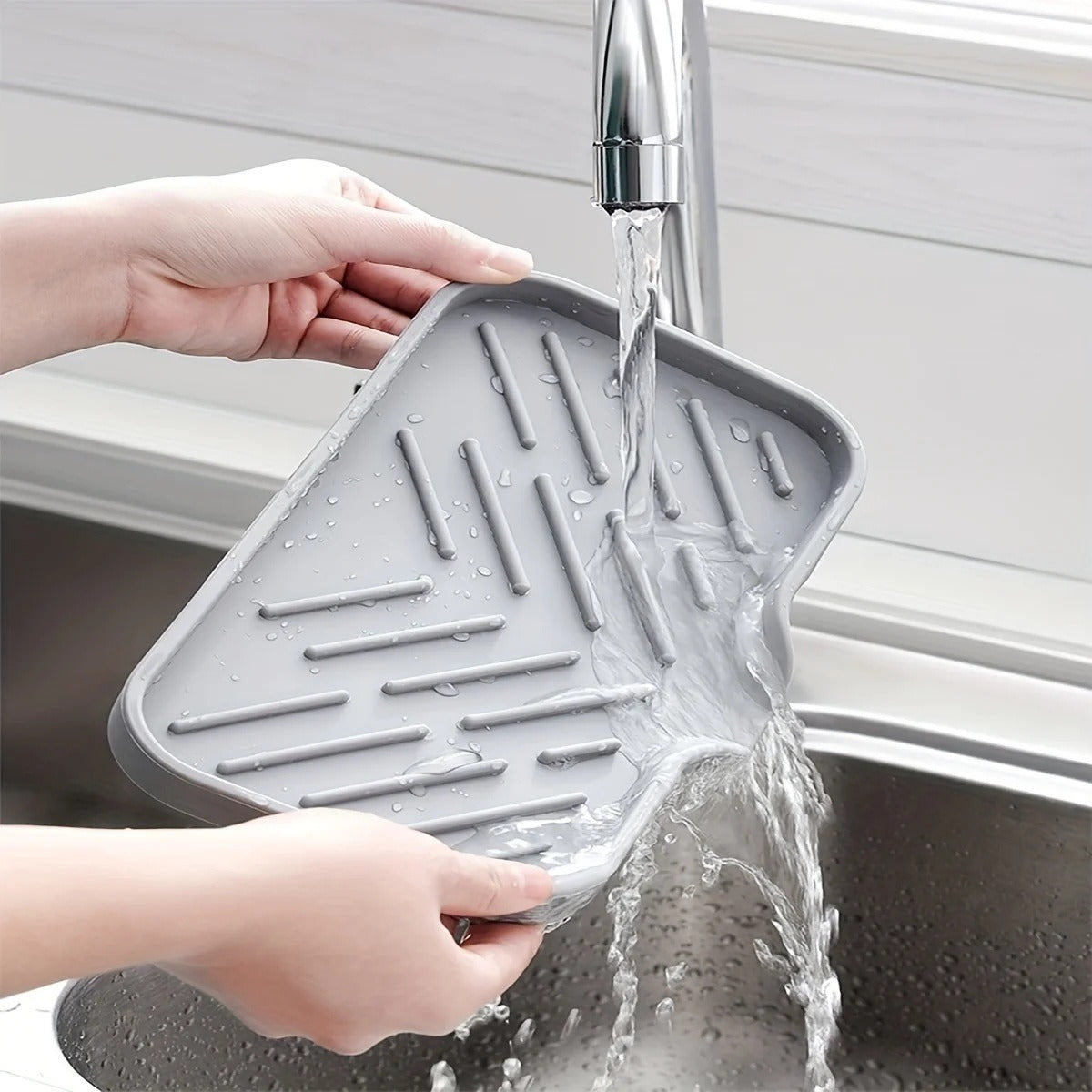 Cozy Haven Gray Sink Caddy Drain Tray lifestyle image 2
