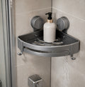 Cozy Haven Gray Suction Corner Bath Shelf lifestyle image 1