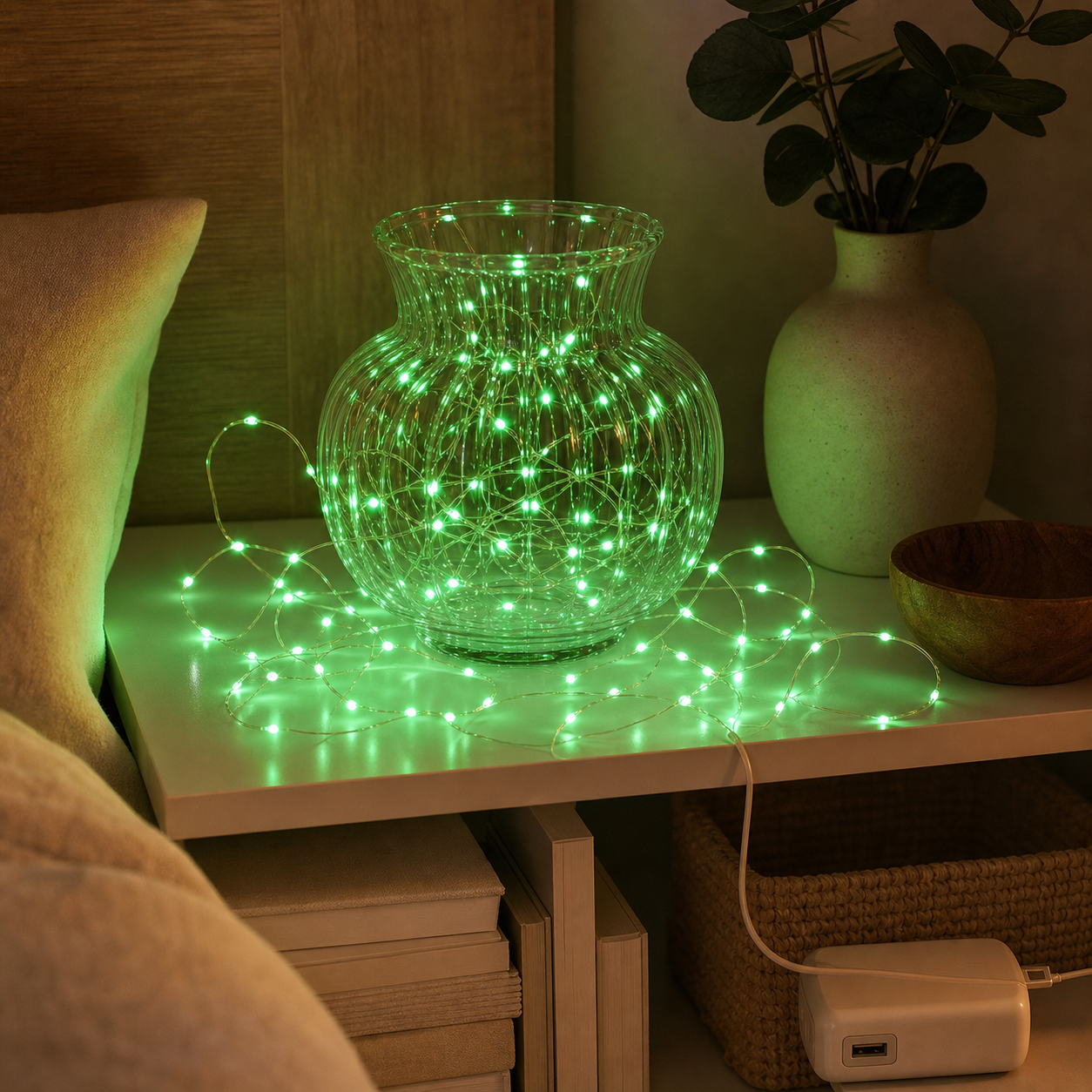 Cozy Haven USB Copper Wire Fairy Lights lifestyle image 8 for Green - 1 m USB; Green - 2 m USB; Green - 3 m USB