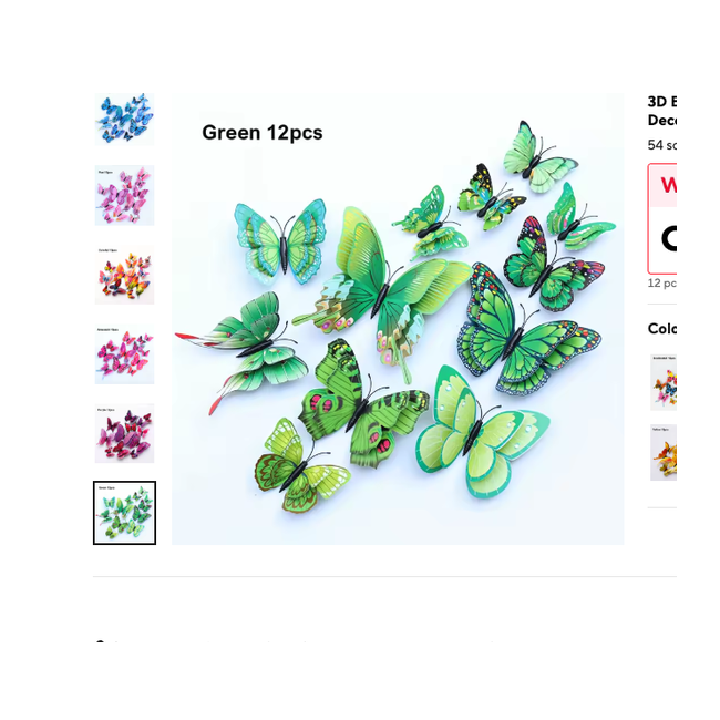 Cozy Haven 3D Butterfly Wall Decal Set - 48 Pack Removable Paper Art Stickers with Magnetic Wings - Bedroom supplier exact visual Green