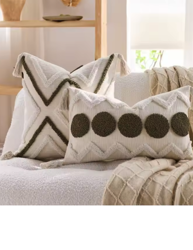 Cozy Haven Fringe Tufted Pillow Cover Set supplier reference Green