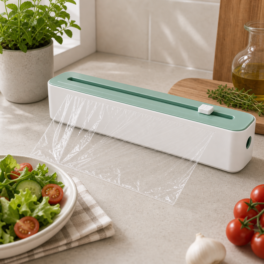 Cozy Haven Kitchen Wrap Dispenser with Cutter - green rail