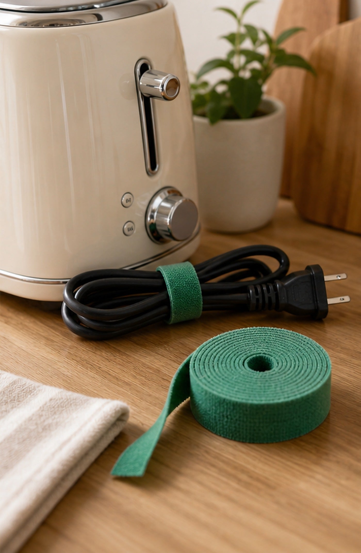 Cozy Haven Green Reusable Cable Tie Roll lifestyle image 2