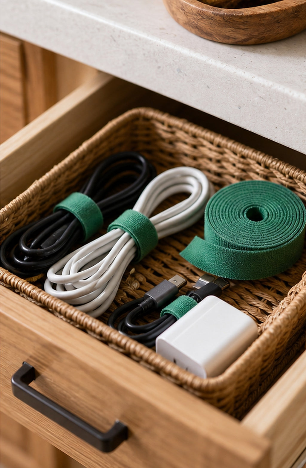 Cozy Haven Green Reusable Cable Tie Roll lifestyle image 3