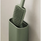 Cozy Haven Green Wall-Mounted Silicone Toilet Brush Set - silicone brush head and holder close-up