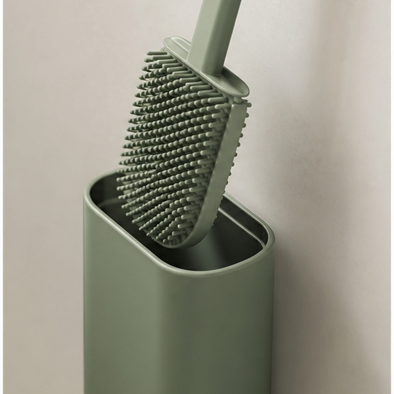 Cozy Haven Green Wall-Mounted Silicone Toilet Brush Set lifestyle image 2