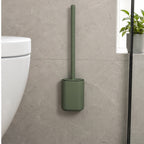 Cozy Haven Green Wall-Mounted Silicone Toilet Brush Set - compact bathroom wall placement