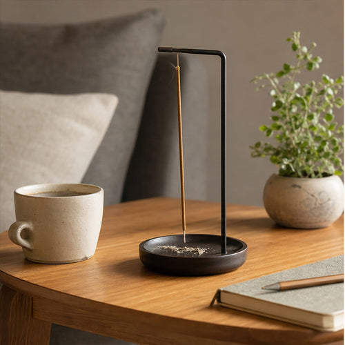 Cozy Haven Black Incense Ash Catcher styled home view 1