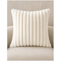 Cozy Haven Ivory Ribbed Plush Throw Pillow Cover - 45 x 45 cm - Ivory - 45 x 45 cm