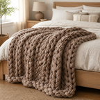 Cozy Haven Chunky Soft Knitted Throw Blanket - Khaki