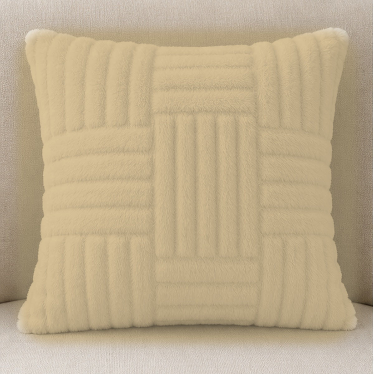 Cozy Haven Textured Throw Pillow Cover - 45 x 45 cm - Khaki - 45 x 45 cm