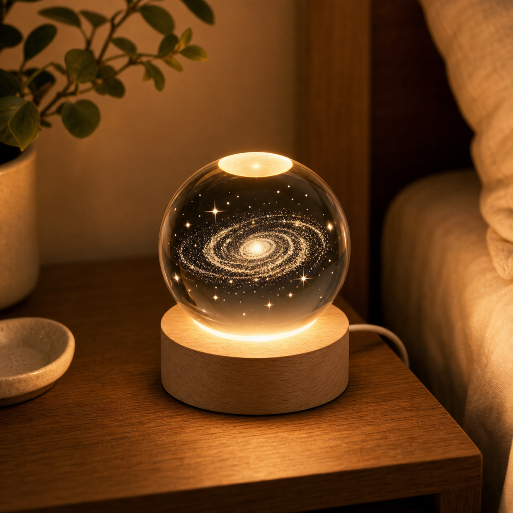Cozy Haven Mini Crystal Ball Night Light styled lighting view 5 for Galaxy / USB Plug