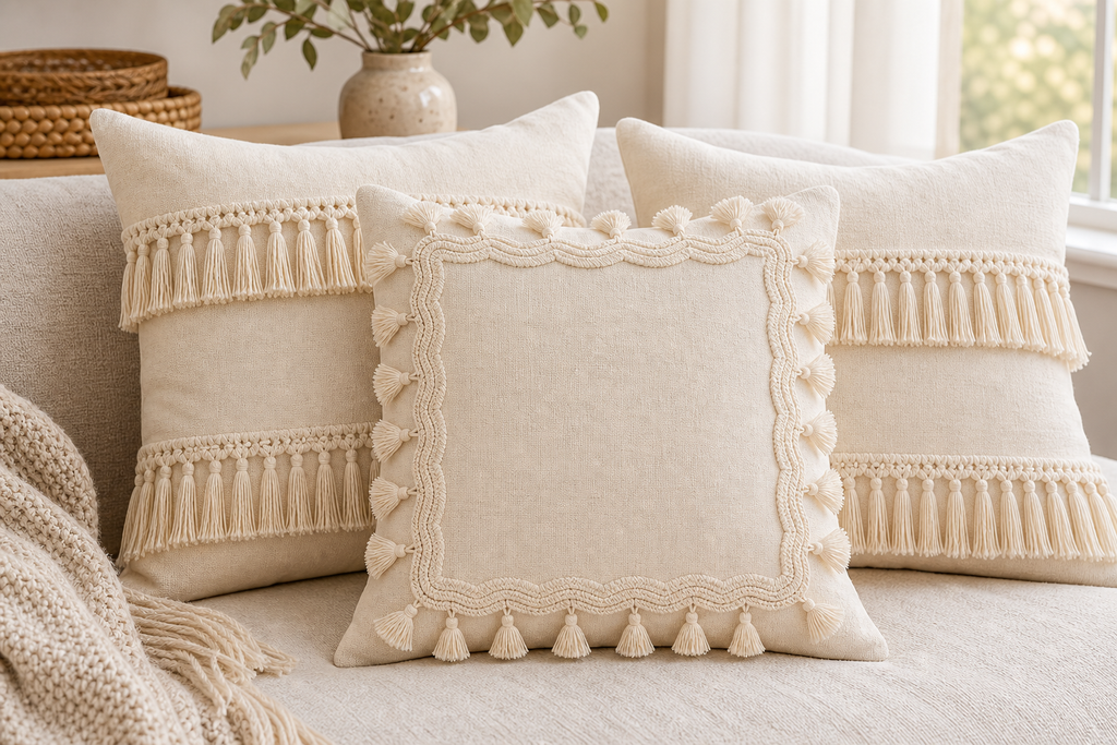 Cozy Haven Linen-Look Tasselled Pillow Cover lifestyle image 3