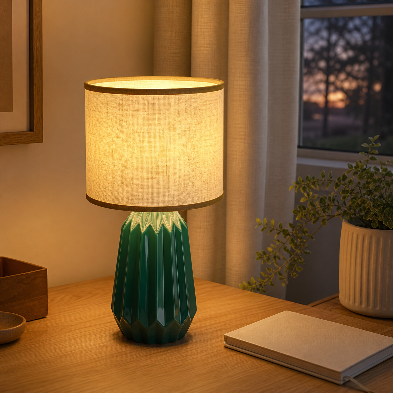 Cozy Haven Linen Pleated Bedside Table Lamp lifestyle image 2