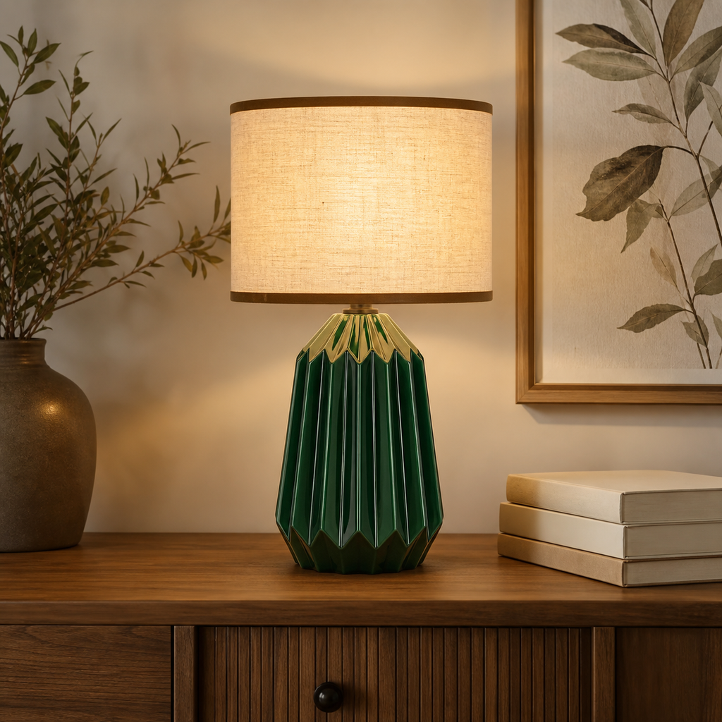 Cozy Haven Linen Pleated Bedside Table Lamp lifestyle image 3