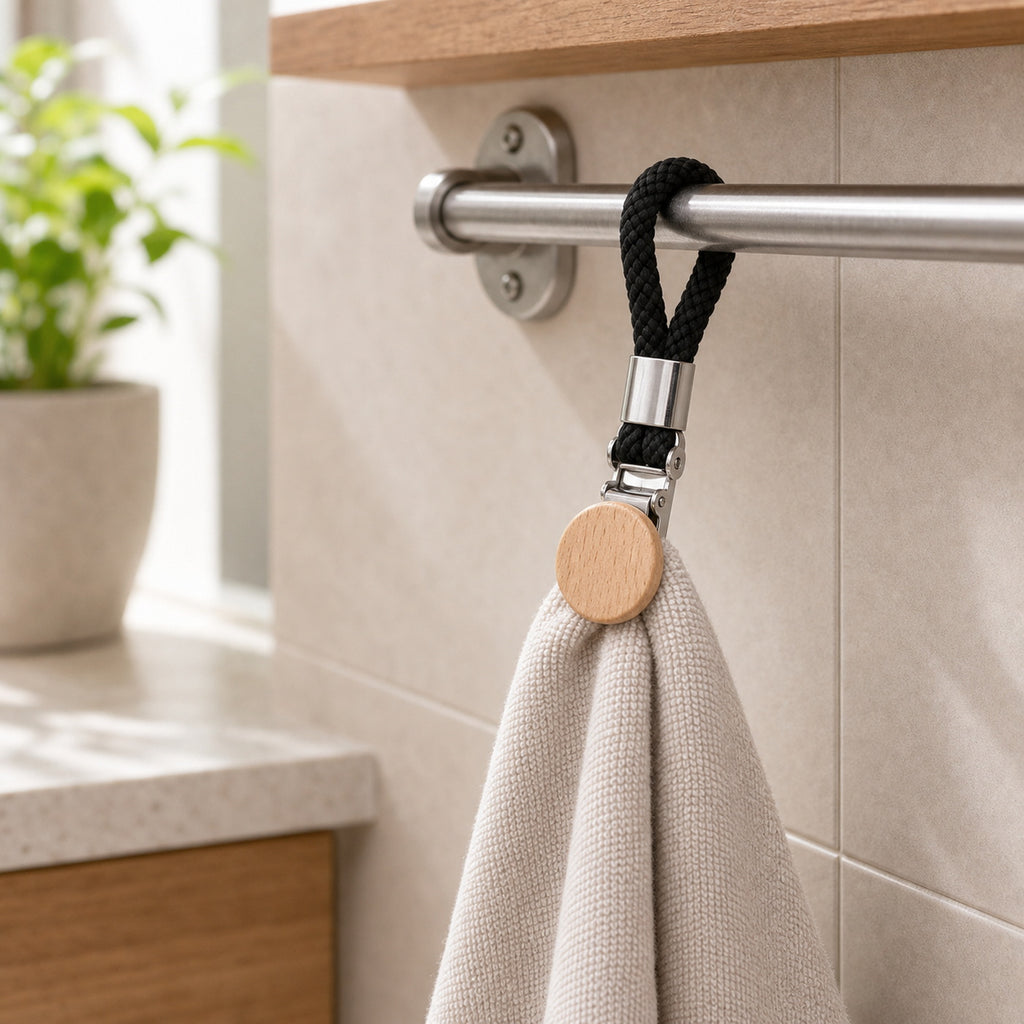 Cozy Haven Loop Towel Clip Holder - 1 piece black lifestyle