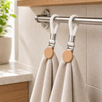 Cozy Haven Loop Towel Clip Holder - white 2 piece set on towel rail