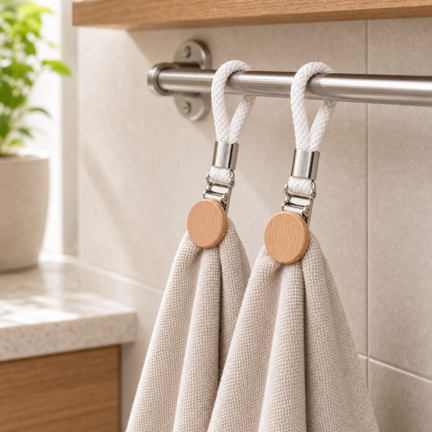 Cozy Haven Loop Towel Clip Holder - 2 piece white lifestyle