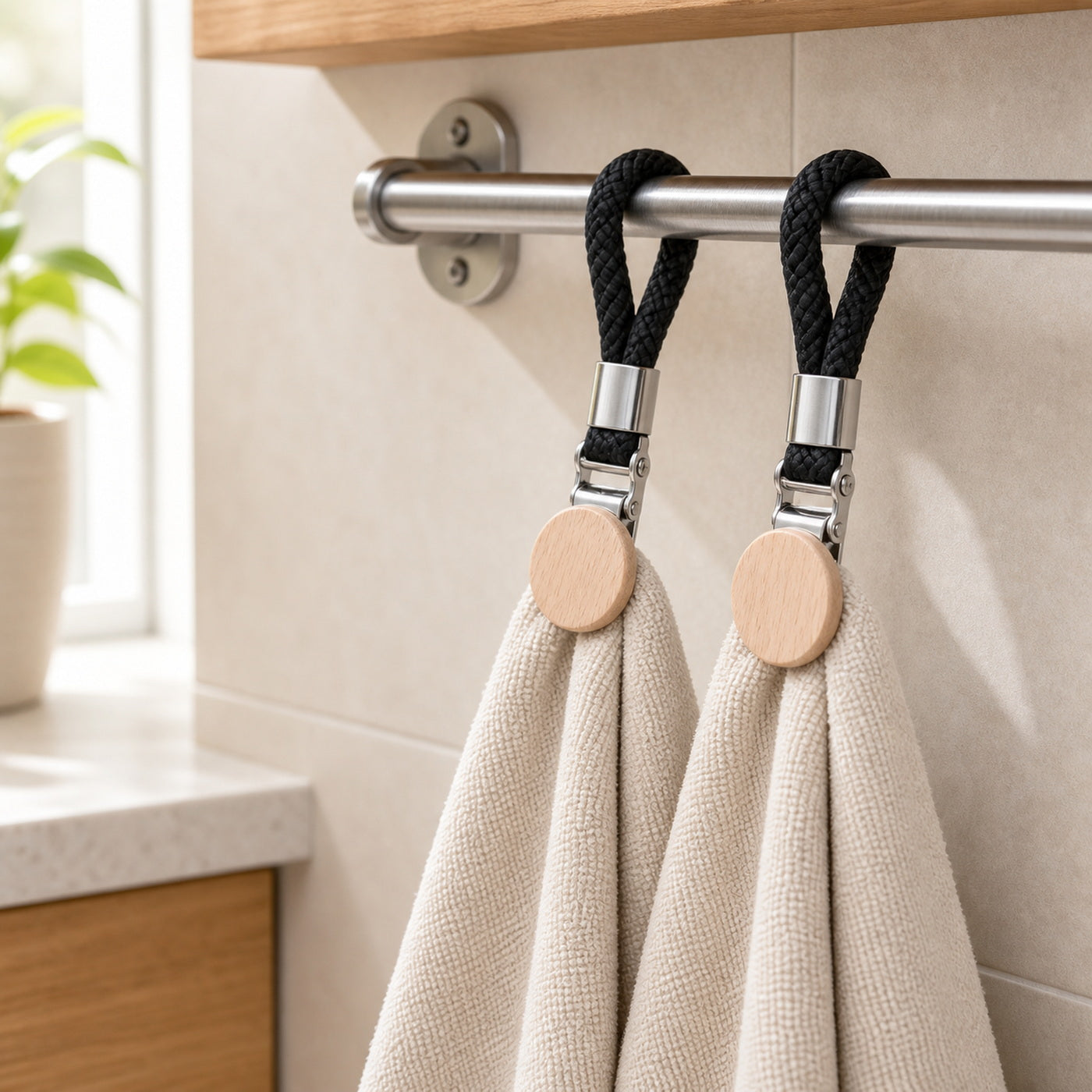Cozy Haven Loop Towel Clip Holder - 2 piece black lifestyle