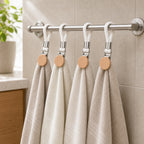 Cozy Haven Loop Towel Clip Holder - white 4 piece set on towel rail