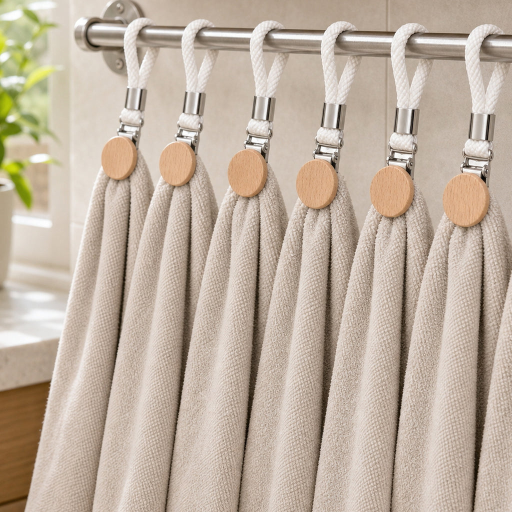 Cozy Haven Loop Towel Clip Holder - 6 piece white lifestyle