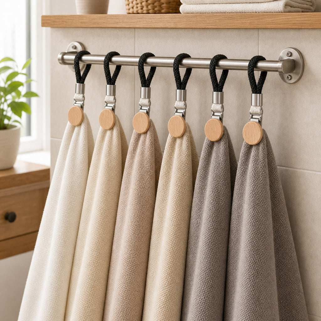 Cozy Haven Loop Towel Clip Holder - 6 piece black lifestyle