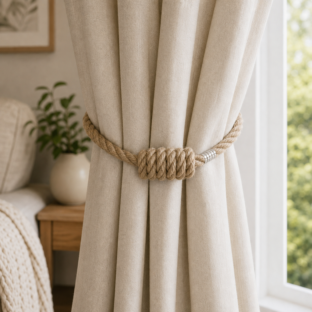 Cozy Haven Magnetic Curtain Tieback - 49 cm - Natural Linen - 49 cm