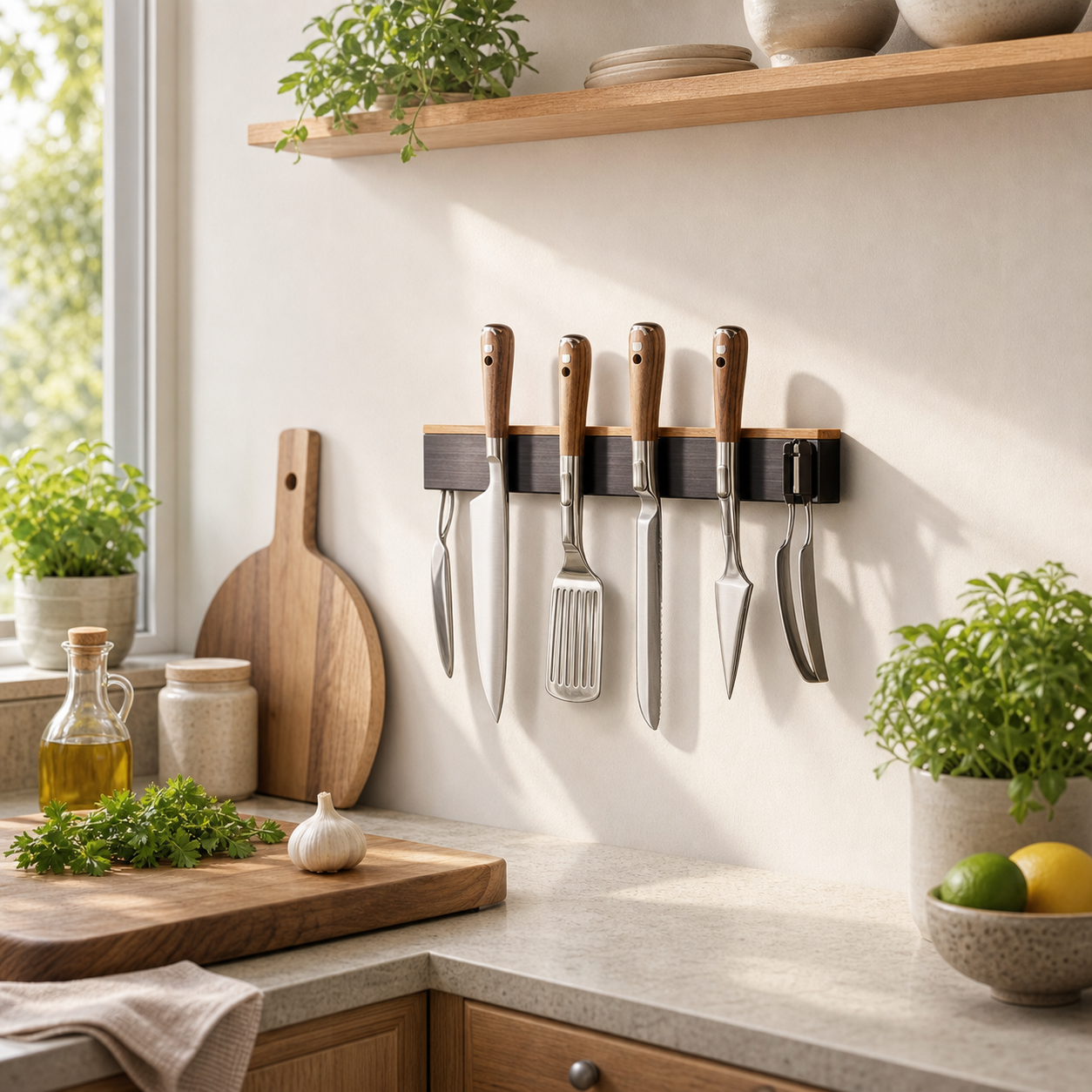 Cozy Haven Magnetic Knife Holder Strip - Wall Mount Kitchen Storage Organizer - 300mm