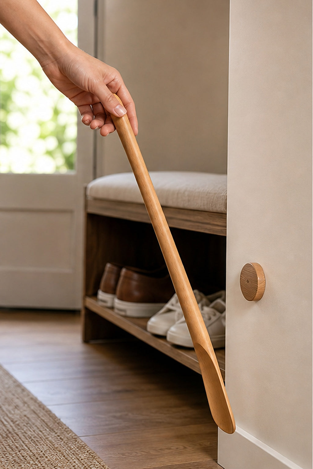 Cozy Haven Magnetic Wood Long Shoe Horn lifestyle image 2