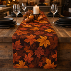 Cozy Haven Maple Leaf Autumn Table Runner - 200 x 33 cm place setting view