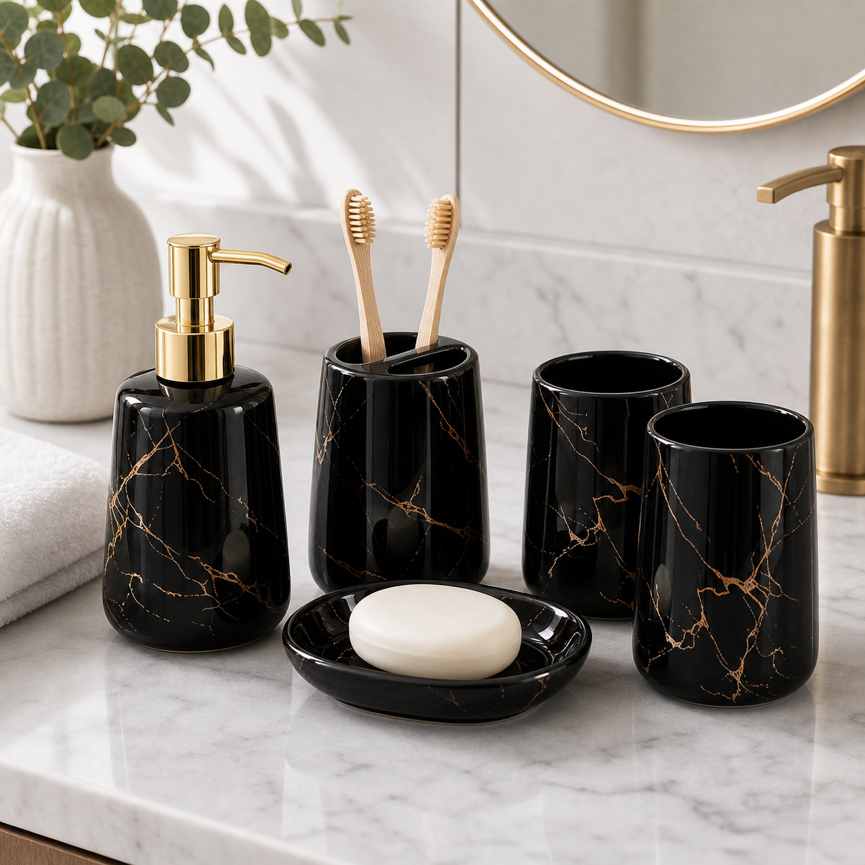Cozy Haven Marble Bathroom Accessories Set lifestyle image 3