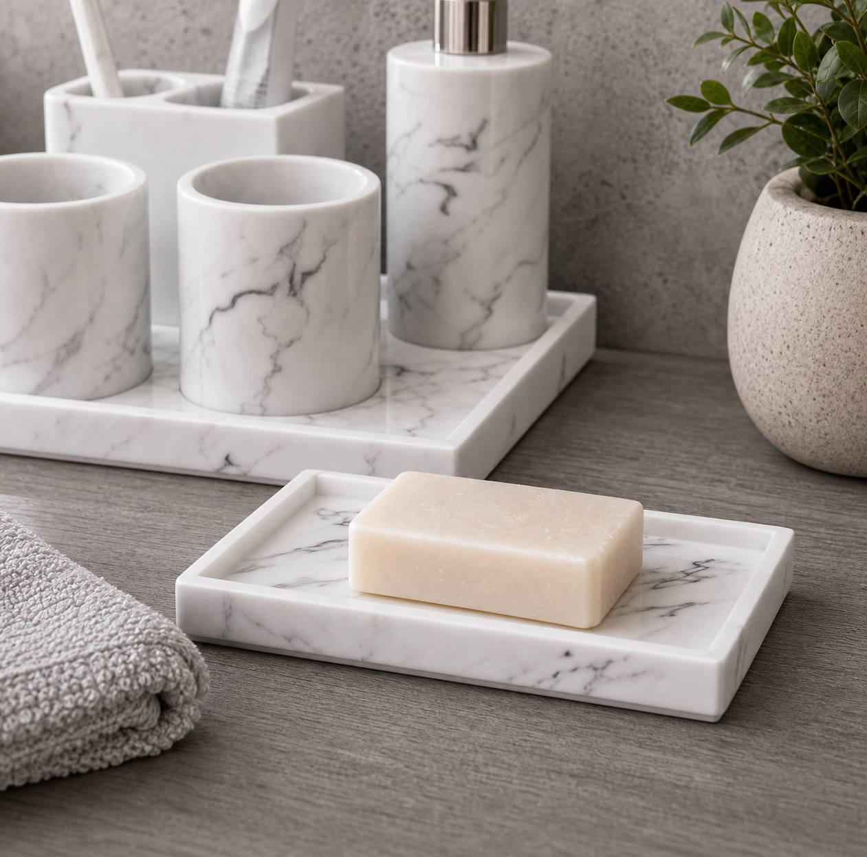 Cozy Haven Marble Resin Bathroom Accessories Collection lifestyle image 4