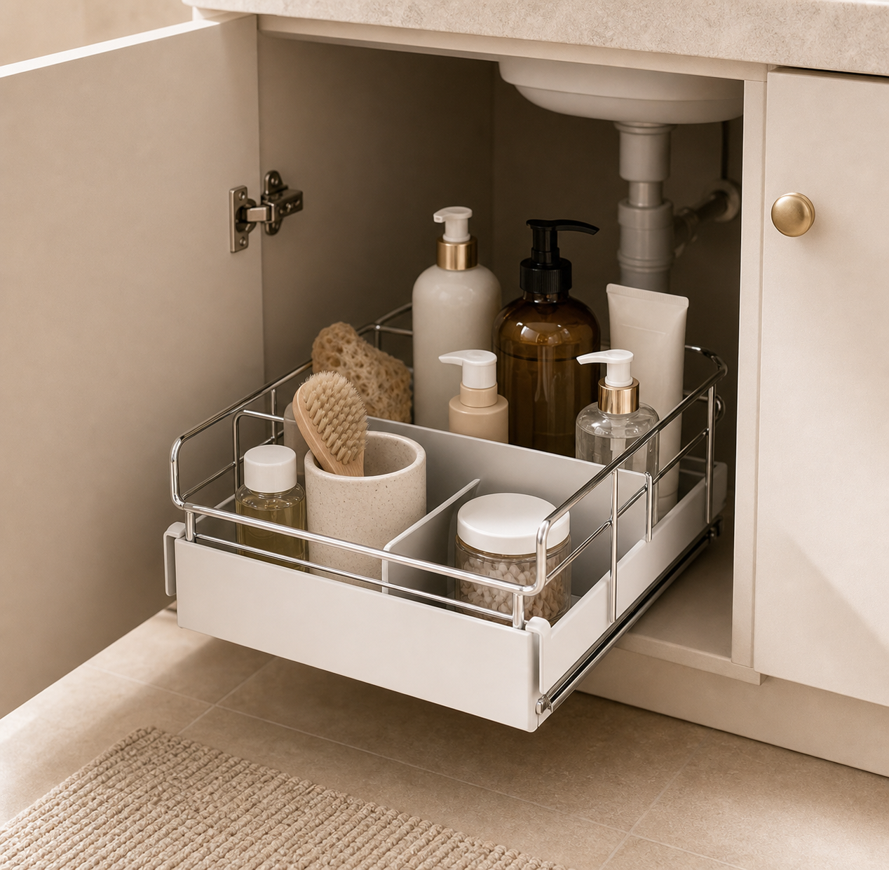 Cozy Haven Metal Under Sink Organizer styled kitchen view 1