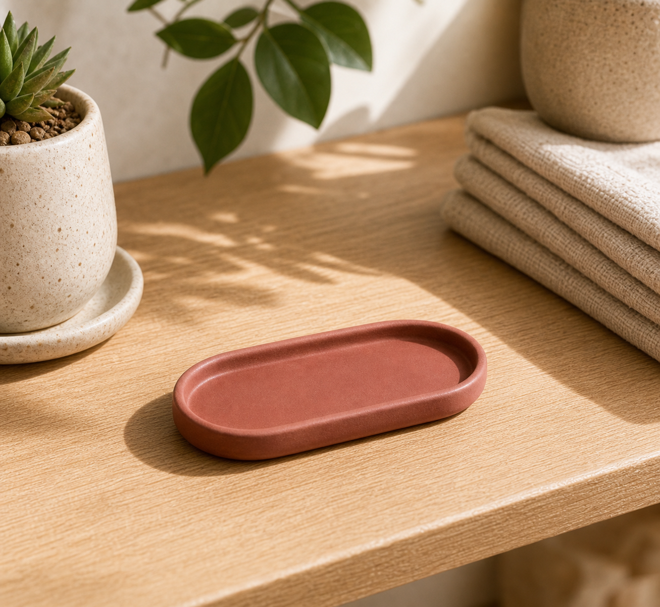 Cozy Haven Mini Ceramic Planter with Tray lifestyle image 2