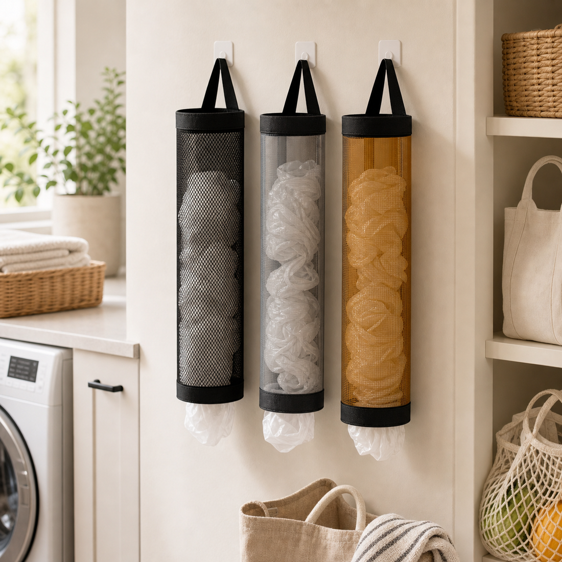 Wall-Mounted Grocery Bag Holder