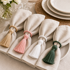 Cozy Haven Tassel Napkin Rings - 4 Piece Set - mix color tassel napkin rings 4-piece set