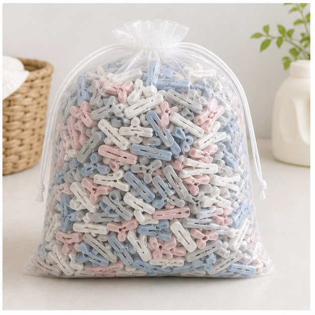 Cozy Haven Mixed Color Laundry Clips - mixed color laundry clips 100-piece pouch lifestyle