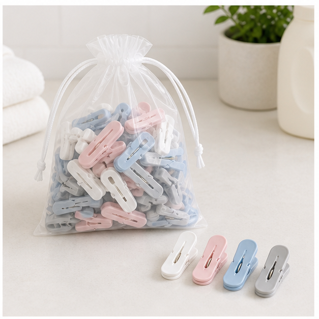 Cozy Haven Mixed Color Laundry Clips - mixed color laundry clips 32-piece pouch lifestyle