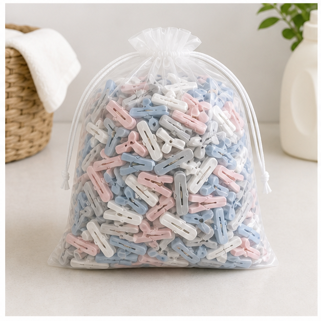 Cozy Haven Mixed Color Laundry Clips - mixed color laundry clips 50-piece pouch lifestyle
