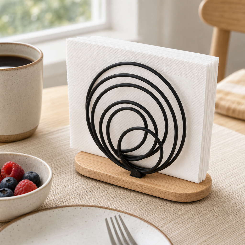 Cozy Haven Wood-Base Spiral Napkin Holder - Wood-Base Spiral Napkin Holder - lifestyle image 2