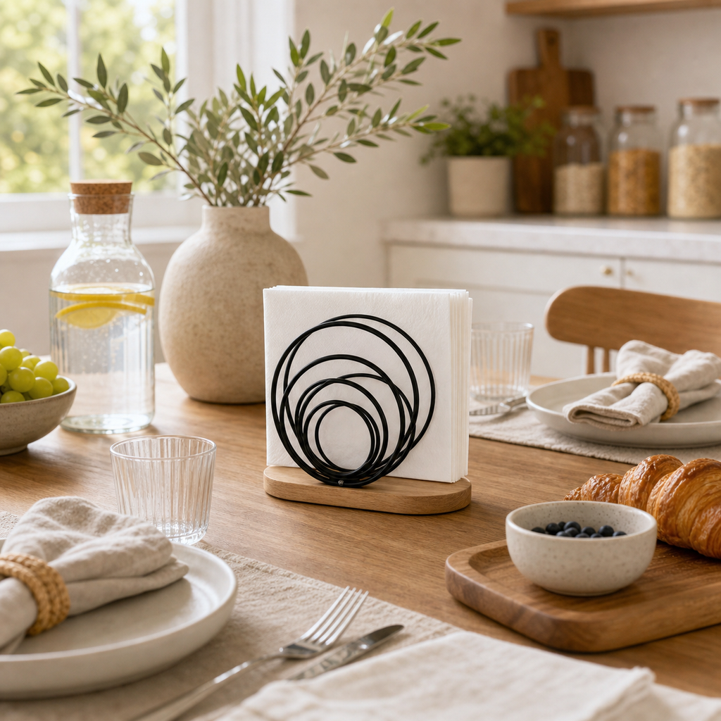 Cozy Haven Wood-Base Spiral Napkin Holder - Wood-Base Spiral Napkin Holder - lifestyle image 3