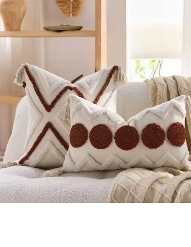 Cozy Haven Fringe Tufted Pillow Cover Set supplier reference Orange