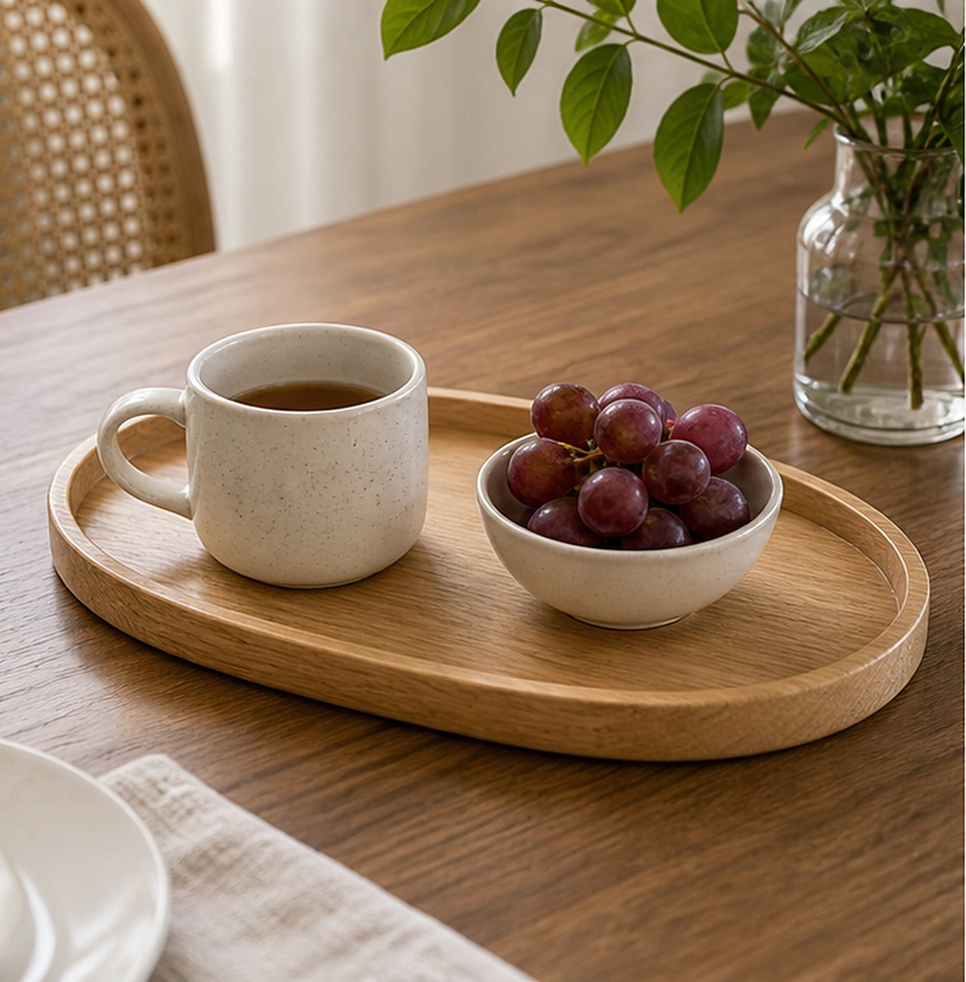 Cozy Haven Oval Wood Serving Tray lifestyle image 1