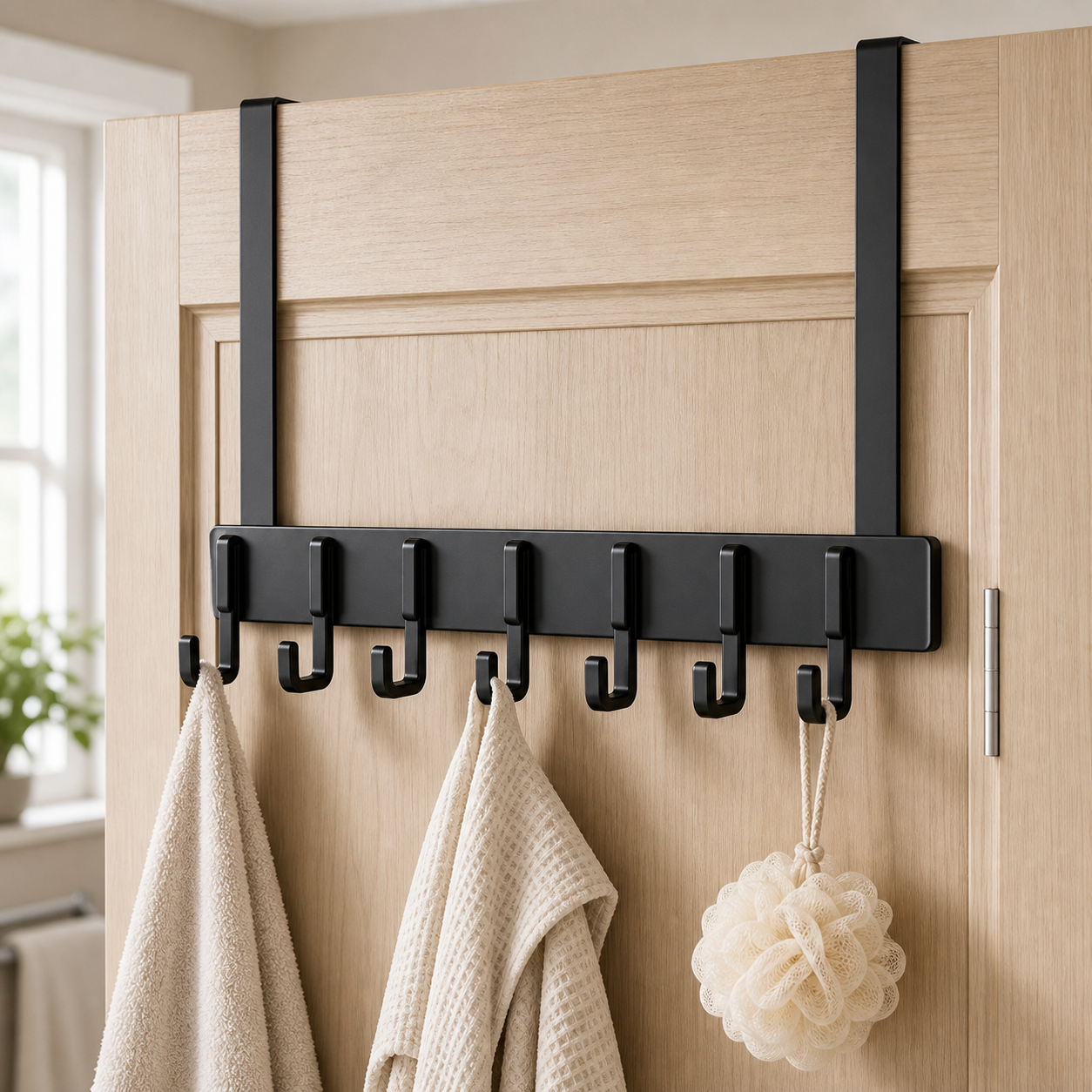 Over-door hook rack installation view