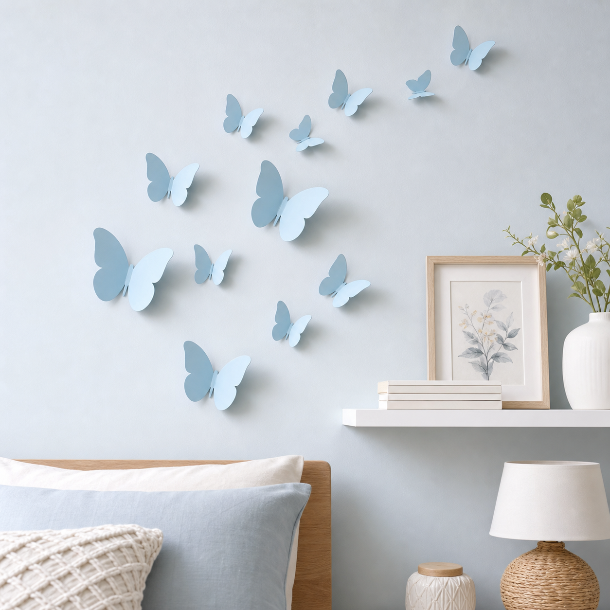 Cozy Haven 12-Piece 3D Butterfly Wall Sticker Set styled wall view 5