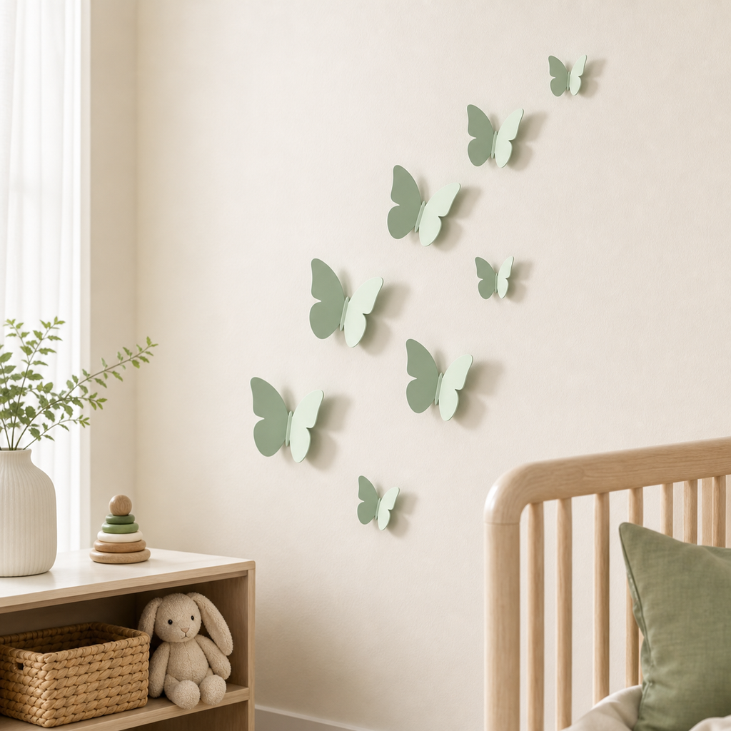 Cozy Haven 12-Piece 3D Butterfly Wall Sticker Set styled wall view 4