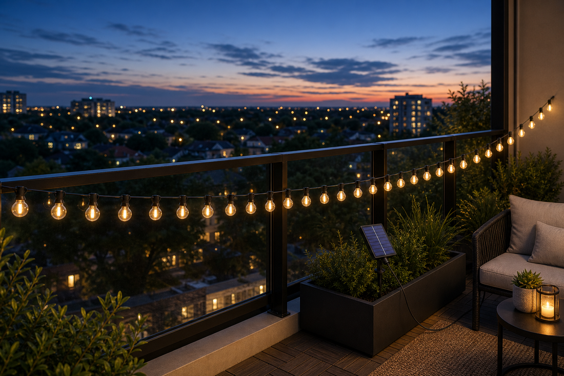 Outdoor String Lights — Solar Patio String Lights with G40 Globe Bulbs for Backyard, Balcony & Garden, 25–98 ft