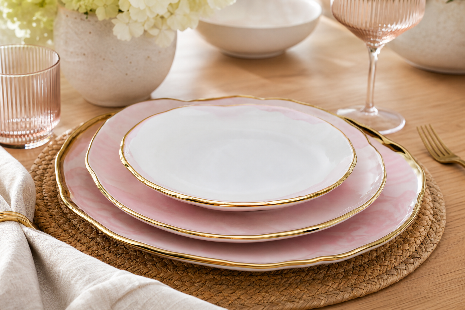Cozy Haven Pink Marble Dinnerware Collection lifestyle image 1