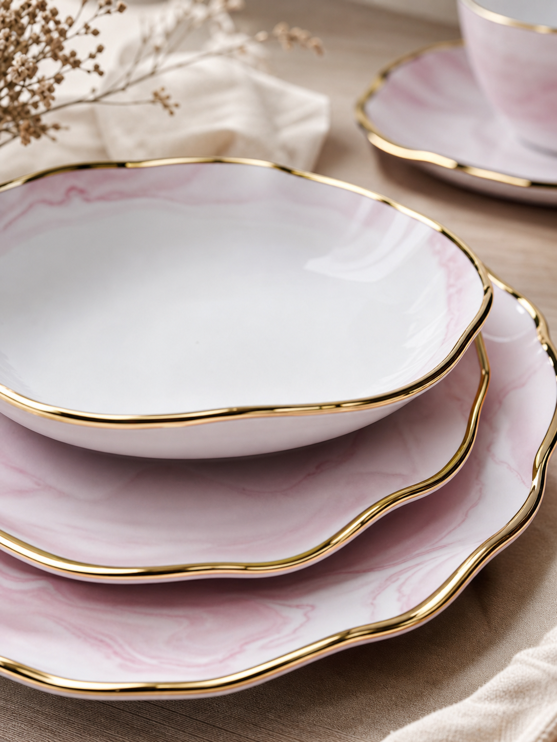 Cozy Haven Pink Marble Dinnerware Collection lifestyle image 3